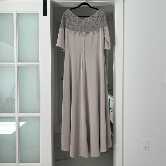 {La Femme} Embroidered Illusion Neck Gown - Picture 5 of 7